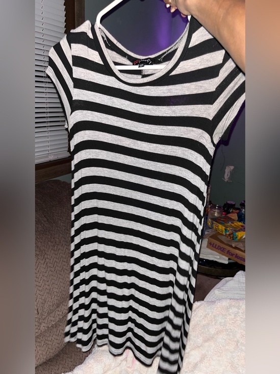 Dresses & Skirts - Women’s Black and White Striped Midi Dress